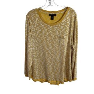 Style & Co Women's Sweater Top Size 1X Yellow/White Long Sleeves NEW